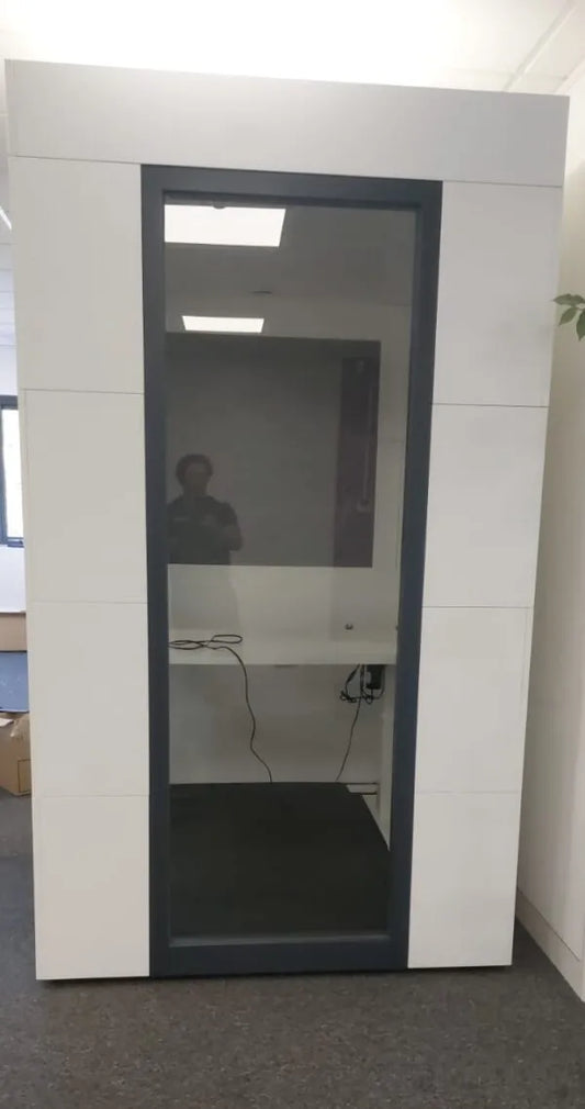 Studiobricks Work Unit Acoustic Single User Pod – Grey Finish with Desk, Power & Ventilation