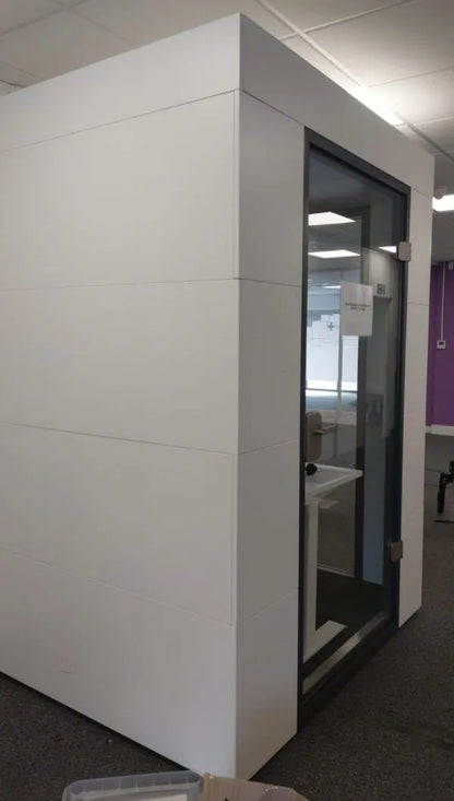 Studiobricks Work Unit Acoustic Single User Pod – Grey Finish with Desk, Power & Ventilation