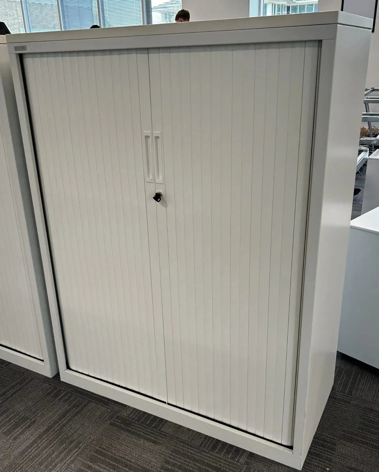 Silverline Double Door Side Tambour Cabinet – 1.0m Wide – White