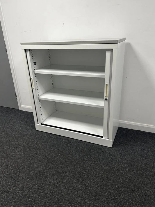 Silverline Double Door Side Tambour Cabinet – 1m Wide – White