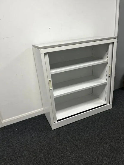 Silverline Double Door Side Tambour Cabinet – 1m Wide – White