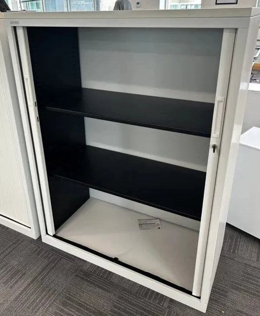 Silverline Double Door Side Tambour Cabinet – 1.0m Wide – White