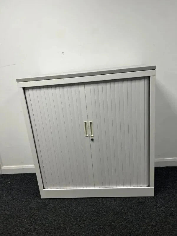 Silverline Double Door Side Tambour Cabinet – 1m Wide – White