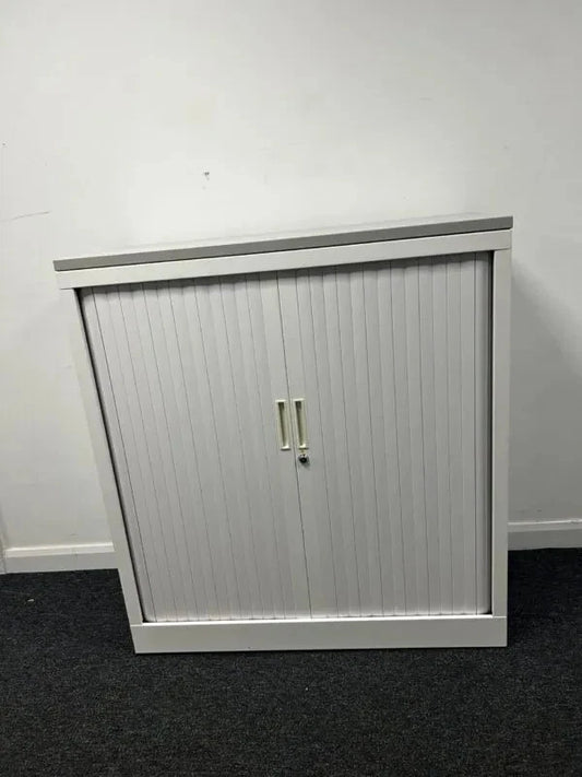 Silverline Double Door Side Tambour Cabinet – 1m Wide – White
