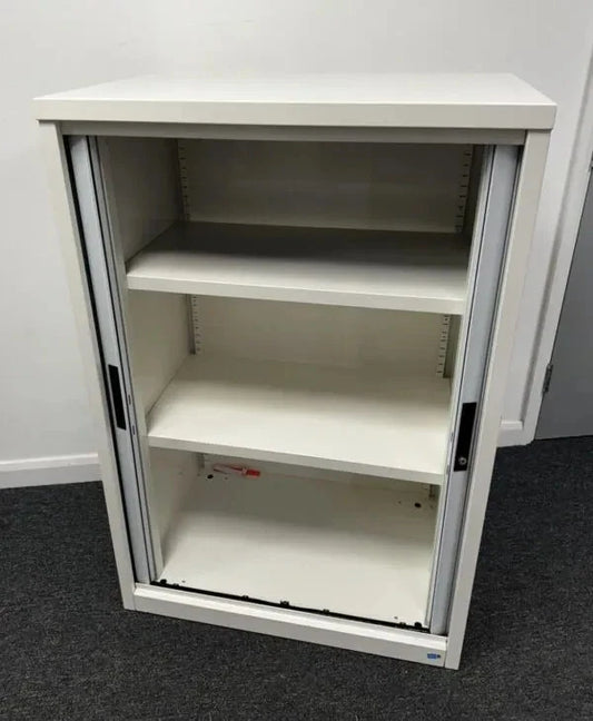 Silverline Double Door Side Tambour Cabinet – 0.8m Wide – White