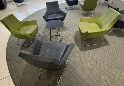 Swedese Happy Chair – Apple Green Leather – Scandinavian Designer Seating